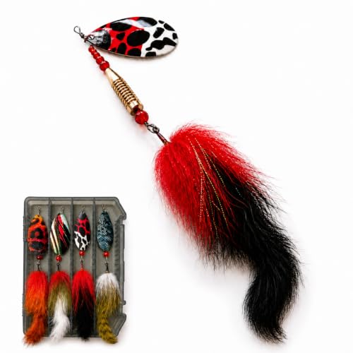 BRAIRIA Pike Lures with 4 Colors Rabbit Tail, Northern Pike Largemouth Bass