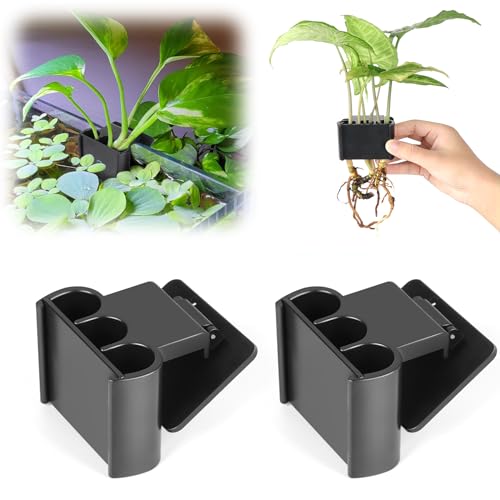 2 Pk Upgraded Aquarium Plant Holder, Hanging Aquarium Plant Holder with Clip, Suitable for Fish Tank Plant Potting, Aquarium Decoration