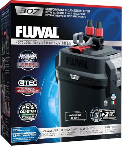 Fluval 307 Perfomance Canister Filter - for Aquariums Up to 70 Gallons - Aquarium Canister Filter