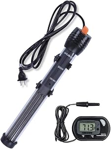 Orlushy Submersible Aquarium Heater, Adjustable Fish Tahk Heater with Free Thermometer Sui